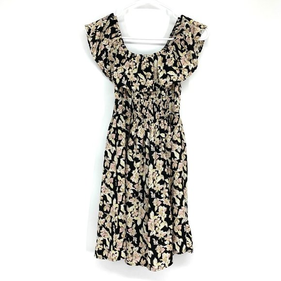 Xhilaration Dress Black Floral Print Off The Shoulder Mini - Picture 8 of 8